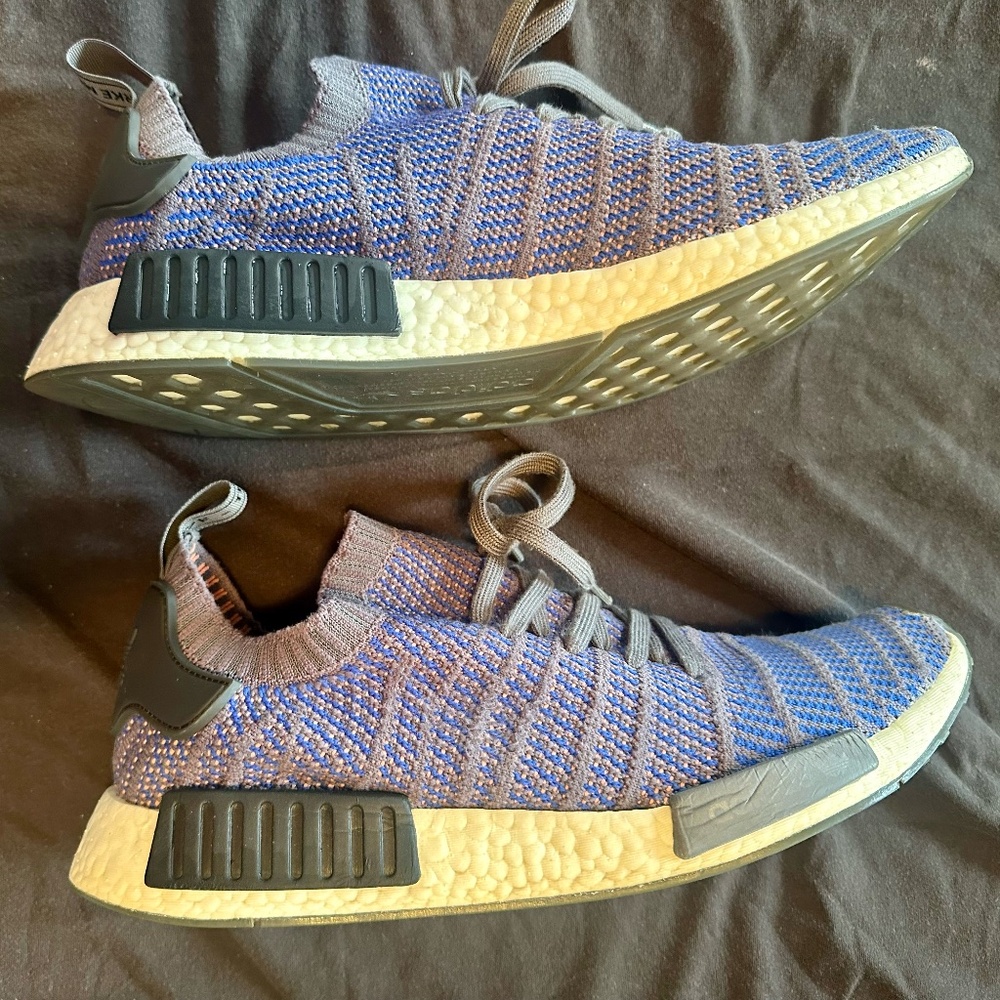 Adidas NMD_R1 STLT Primeknit, Hi-Res Blue" colorway. Mens size 13. - Picture 6 of 7
